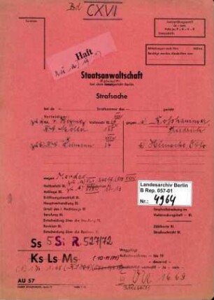 Strafverfahren gegen Friedrich Boßhammer (*20.12.1906, +17.12.1972) u.a. wegen der Beihilfe zum Mord im Rahmen der "Endlösung der Judenfrage", insbesondere aufgrund der Deportation und Ermordung von mindestens 3336 Juden aus Italien, die er als Leiter des Judenreferats IV B 4 des BdS (Befehlshaber der Sicherheitspolizei und des SD) in Verona ab 1944 als Mittäter durchführte