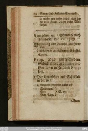 Evangelium am I. Sonntage nach Trinitatis. Luc. XVI, 19 - 31.