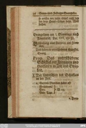Evangelium am I. Sonntage nach Trinitatis. Luc. XVI, 19 - 31.