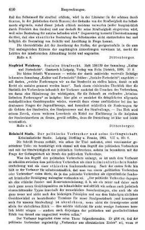 650, Siegfried Weinberg. Soziales Strafrecht. 1908