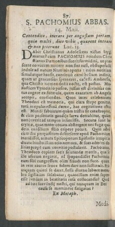 S. Pachomius Abbas.