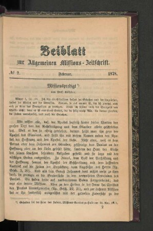Beiblatt zur Allgemeinen Missions-Zeitschrift. No. 2
