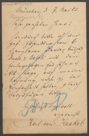Brief an B. Schott's Söhne : 07.05.1903