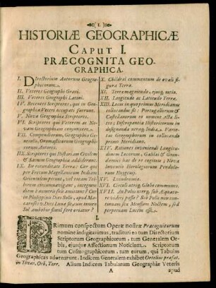 [Pars I.] Historiae Geographicae