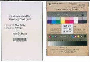Entnazifizierung Hans Pfeifer , geb. 31.07.1905 (Landwirtsch.Gehilfe)