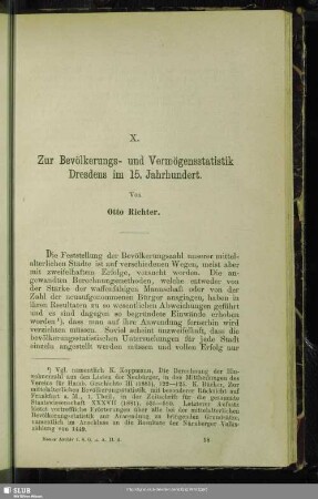 X. Zur Bevölkerungs- und Vermögensstatistik Dresdens im 15. Jahrhundert