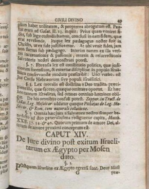 Caput XIV. De Jure divino post exitum Israelitarum ex Ægypto per Mosen dato.