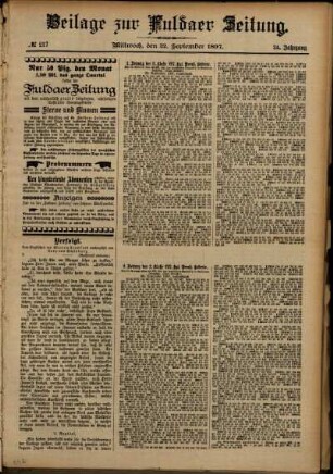 Zweite Ausgabe vom Mittwoch, den 22. September 1897.