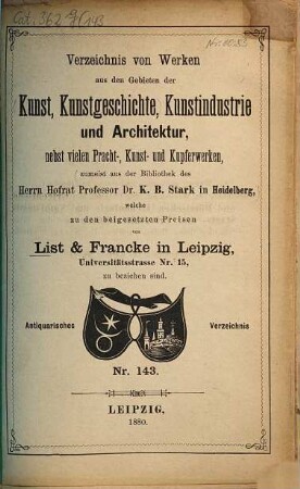 Lager-Verzeichnis. 143. 1880