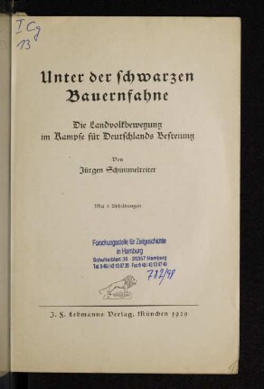 Unter der schwarzen Bauernfahne : die Landvolkbewegung im Kampfe für Deutschlands Befreiung
