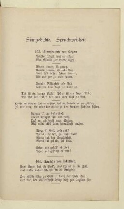 Sinngedichte. Spruchweisheit.