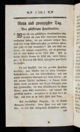 368-372, Neun und zwanzigster Tag. Von glückseligen Hausfamilien