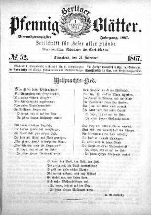 No. 52, Sonnabend, den 21. December