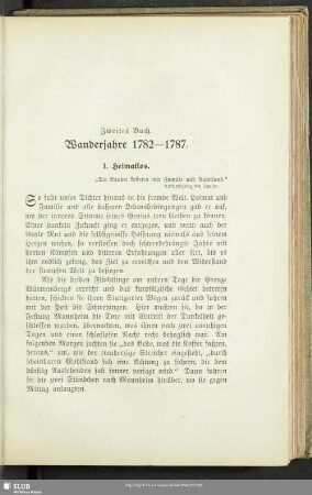 Zweites Buch. Wanderjahre 1782 - 1787