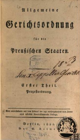 Allgemeine Gerichtsordnung für die Preußischen Staaten, 1. Prozeßordnung