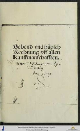 Behend vnd hüpsch Rechnung vff allen Kauffmanschafften