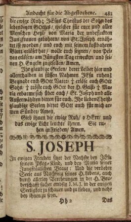 S. Joseph [...]. [Das XXI. Capitel. Des Josephischen Liebhabers Unterricht vom Leben und Bruderschaft St. Josephs.]