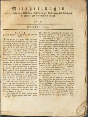 Mittheilungen. Nro. 40. Oktober 1823.