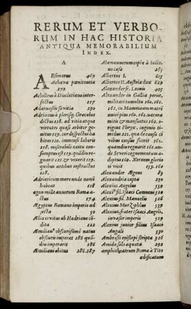 Rerum Et Verborum In Hac Historia Antiqua Memorabilium Index