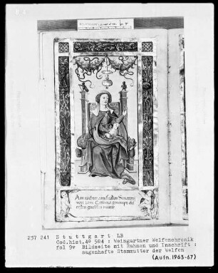 Welfenchronik — Thronende Stamm-Mutter der Welfen, Folio 9verso