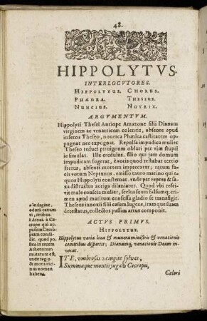 Hippolytus. Actus Primus - Quintus