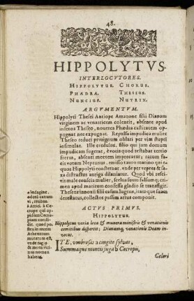 Hippolytus. Actus Primus - Quintus