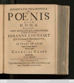 Dissertatio Philosophica De Poenis