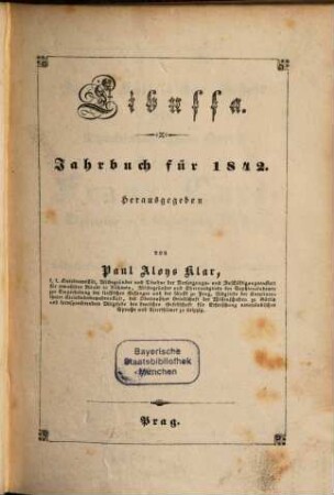 Libussa : Jahrbuch für .... 1. 1842