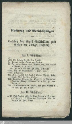 [Nachtr.]: Nachtrag und Berichtigungen zum Catalog der ...