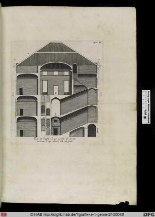 Taglio del Palazzo. G. pur paralello alla facciata nostrando il capo interiore della sala grande.