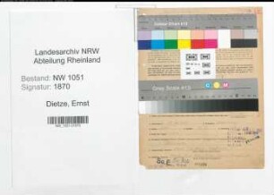 Entnazifizierung Ernst Dietze , geb. 26.10.1899 ()