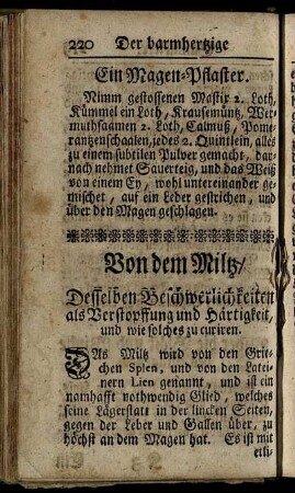 Von dem Miltz [...] - Von der Schwind-Sucht oder Lungen-Sucht