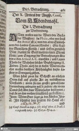 Der X. Articul der Augsp. Conf. Vom H. Abendmahl