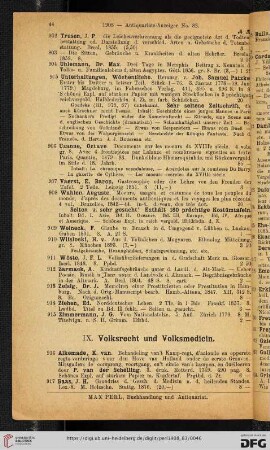 IX. Volksrecht und Volksmedicin (Nr. 916 - 954)