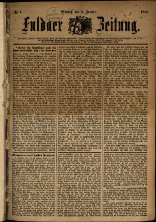 Ausgabe vom Montag, den 02. Januar 1888.