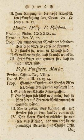 Festo Purificat. Mariæ