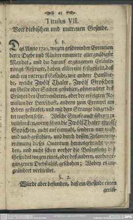 Titulus VII. Von diebischen und untreuen Gesinde