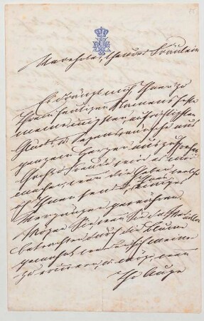 Ludwig II. von Bayern (1845 - 1886) Autographen: Brief von Ludwig II. an Josefine Schefzky - BSB Autogr.Cim. Ludwig .85