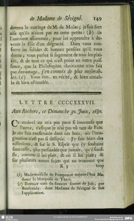 Lettre CCCCXXXVII. Aux Rochers, ce Dimanche 30. Juin, 1680