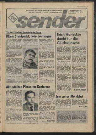 Betriebszeitung 'WF-Sender', Nr.35/1982 (1. Septemberausgabe 1982)