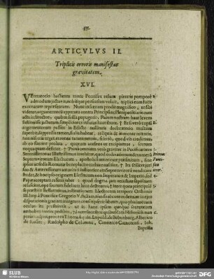 Articulus II. Triplicis erroris manifestat gravitatem