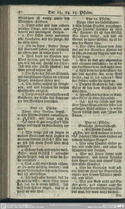Der 13. Psalm. Klage über Seelen-Angst