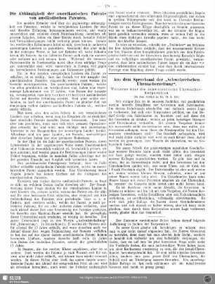 Die Abhängigkeit der amerikanischen Patente von ausländischen Patenten