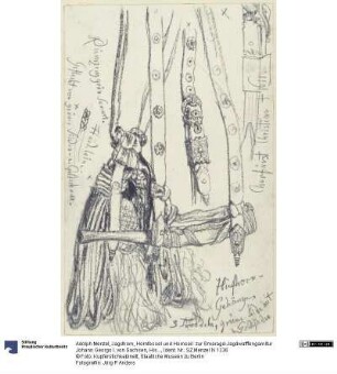 Jagdhorn, Hornfessel und Hornseil zur Smaragd-Jagdwafffengarnitur Johann Georgs I. von Sachsen, Historisches Museum, Dresden