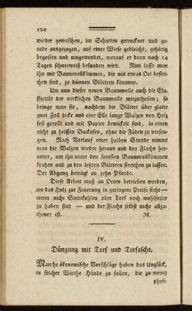 IV. Düngung mit Torf und Torfasche