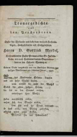 Trauergedichte