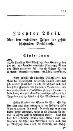 Zweyter Theil. Von den rechtlichen Folgen der gesellschaftlichen Verhältnisse.