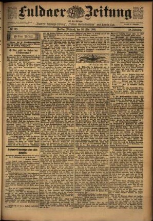 Erste Ausgabe vom Mittwoch, den 28. Mai 1902.