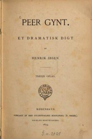 Peer Gynt : et dramatisk digt