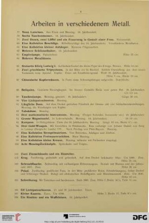 Arbeiten in verschiedenem Metall (Nr. 77-114)